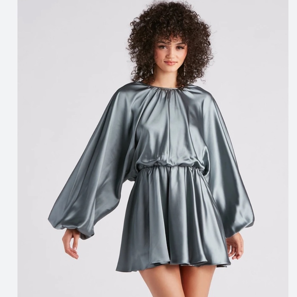 MABLE ARYA SATIN PUFF MINI DRESS - Small